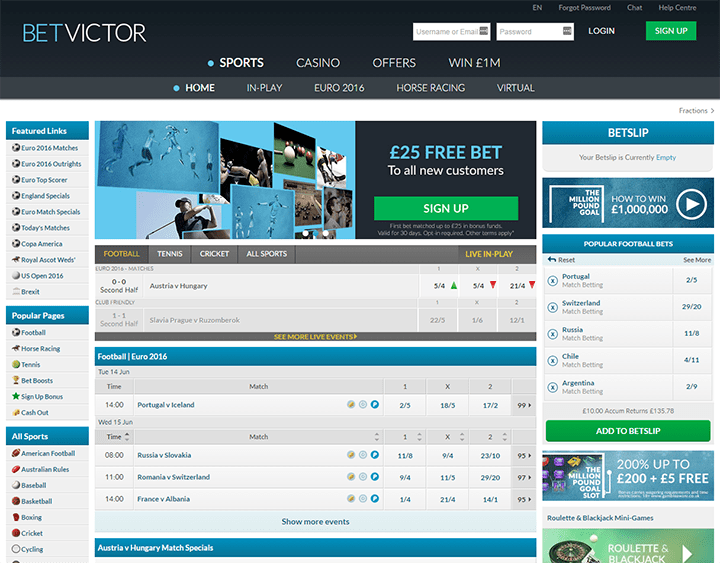 BetVictor Betting Interface