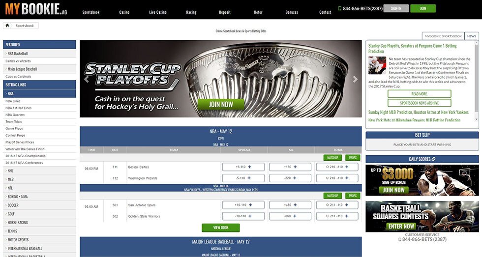 MyBookie.ag Review - Main Betting Page