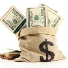Money in Bag isolated white